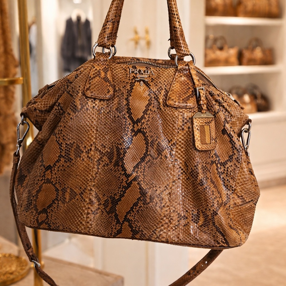 Prada Exotic Python Pitone Large Top Handle Shoul… - image 1